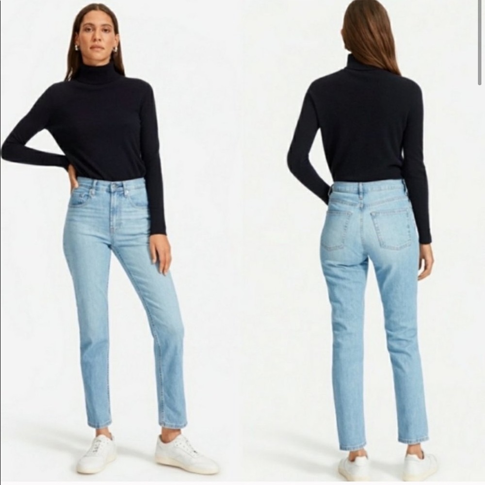 Everlane High Waisted Light Wash Denim Jeans